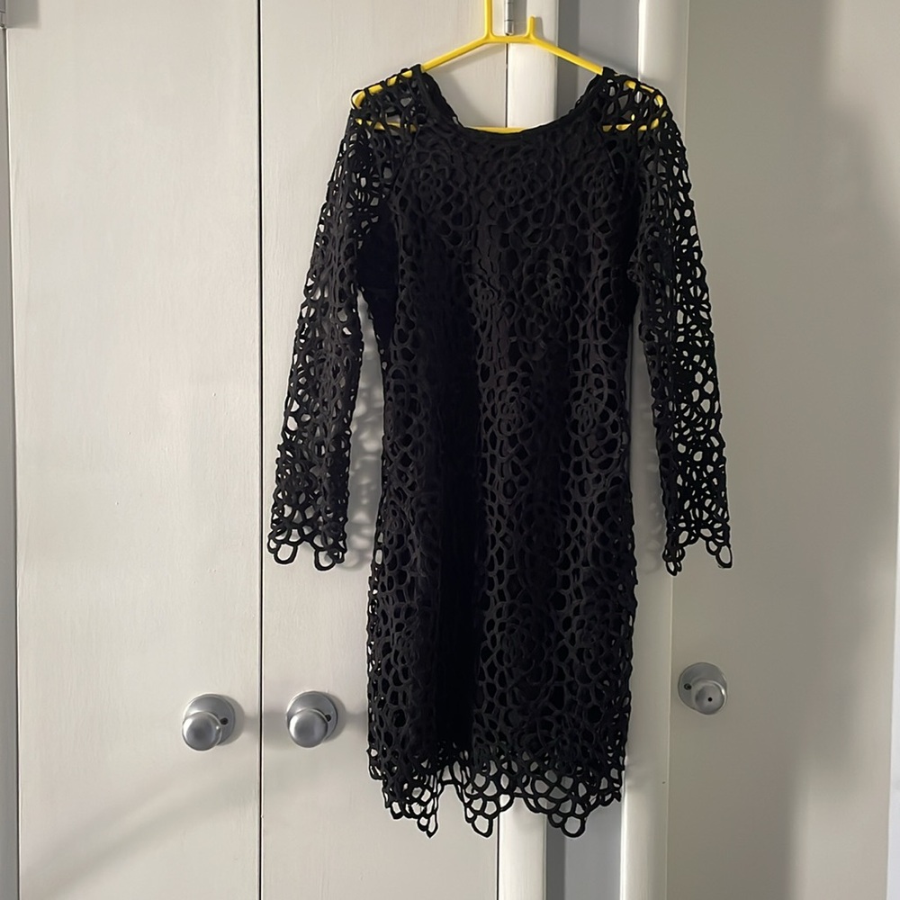 Solitaire Black lace overlay cocktail dress. Size Small